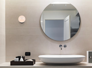 Mimi six inch dual flush mount and bath sconce in black with frosted glass