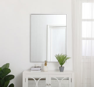 Metal frame rectangle mirror 27 inch in silver
