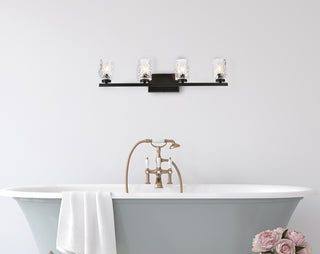 Cassie 4 lights bath sconce in black with clear shade
