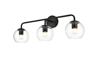 Genesis 3 light Black and Clear Bath Sconce