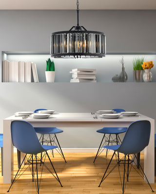 Chelsea 8 light Matte Black Chandelier Silver Shade (Grey) Royal Cut Crystal
