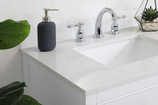 30 inch Single Bathroom Vanity in White with Backsplash
