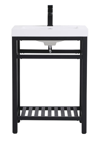 24 inch Single Bathroom Metal Vanity in Black