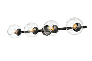 Rogelio 4 light Black and Clear Bath Sconce