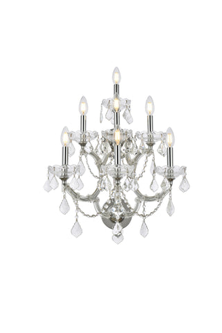 Maria Theresa 7 light Chrome Wall Sconce Golden Teak (Smoky) Royal Cut Crystal