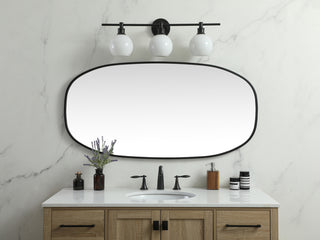 Metal Frame Oval Mirror 24x48 Inch in Black