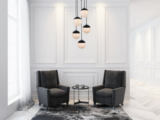 Eclipse 5 Lights Black Pendant With Frosted White Glass