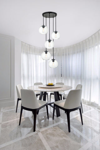 Baxter 5 Lights Black Pendant With Clear Glass