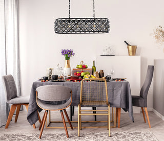 Madison 6 light Matte Black Chandelier Silver Shade (Grey) Royal Cut Crystal