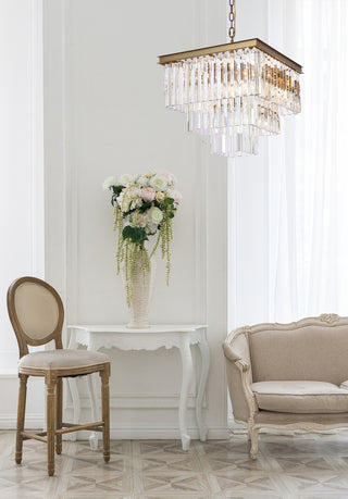 Sydney 21.5 inch square crystal chandelier in satin gold