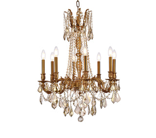 Rosalia 8 light French Gold Chandelier Golden Teak (Smoky) Royal Cut Crystal
