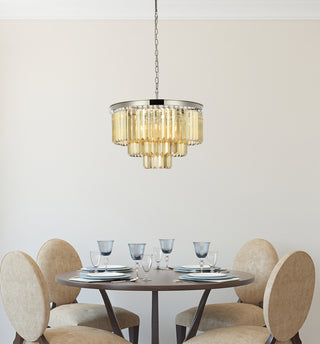 Sydney 9 light polished nickel Chandelier Golden Teak (Smoky) Royal Cut Crystal