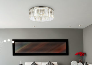 Sydney 10 light polished nickel Flush Mount Clear Royal Cut Crystal