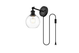Wesson 1 light Black and Clear plug in wall sconce