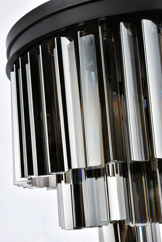 Sydney 9 light Matte Black Flush Mount Silver Shade (Grey) Royal Cut Crystal