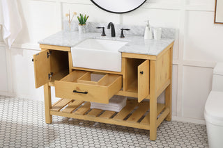 48 inch Single bathroom vanity in natural wood with backsplash