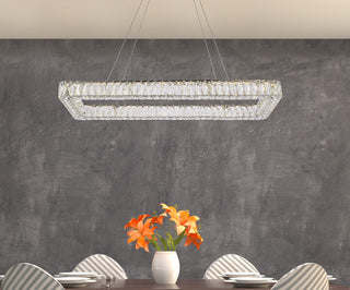 Monroe 42 inch LED Single rectangle pendant in chrome