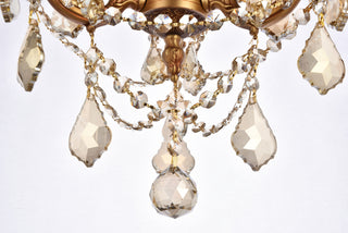 Rosalia 3 light French Gold Pendant Golden Teak (Smoky) Royal Cut Crystal