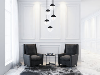 Eclipse 5 Lights Black Pendant With Clear Glass