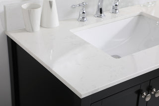 36 inch Single Bathroom Vanity in Black with Backsplash