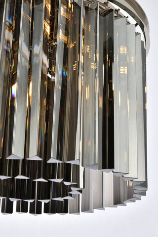 Sydney 6 light polished nickel Pendant Silver Shade (Grey) Royal Cut Crystal