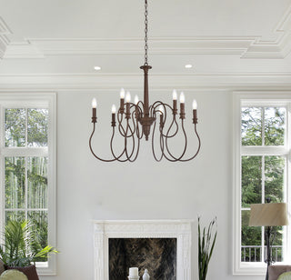 Flynx 9 lights pendant in weathered oak