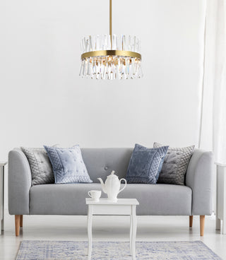 Serephina 20 inch crystal round pendant light in satin gold