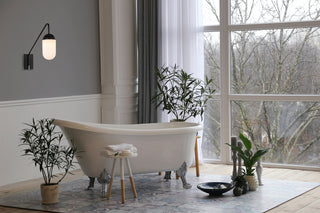 Kace 1 light Black and frosted white glass wall sconce