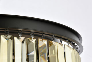 Sydney 8 light Matte Black Flush Mount Golden Teak (Smoky) Royal Cut Crystal