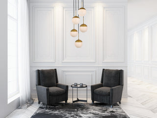 Eclipse 5 Lights Brass Pendant With Frosted White Glass