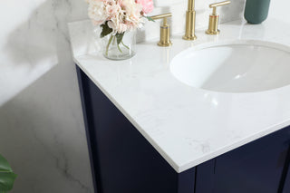 30 inch Single bathroom vanity in blue with backsplash