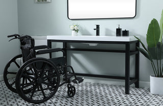 54 Inch ADA Compliant SIngle Bathroom Metal Vanity In Black