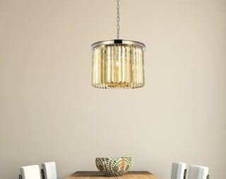 Sydney 6 light polished nickel Pendant Golden Teak (Smoky) Royal Cut Crystal