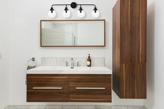 Hanson 4 lights bath sconce in black with clear shade