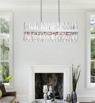 Serephina 36 inch crystal rectangle chandelier light in chrome