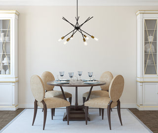 Armin 6 lights pendant in black with brass