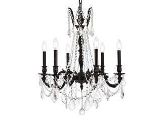 Rosalia 6 light Dark Bronze Chandelier Golden Teak (Smoky) Royal Cut Crystal