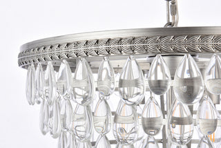 Nordic 5 light antique silver Pendant Clear Royal Cut Crystal