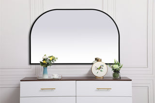 Metal Frame Arch Mirror 39x24 Inch in Black