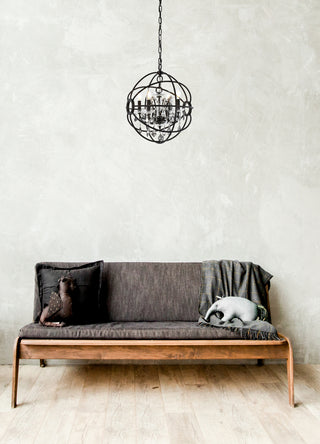 Geneva 4 light Dark Bronze Pendant Silver Shade (Grey) Royal Cut crystal