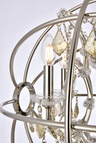 Geneva 5 light polished nickel Pendant Golden Teak (Smoky) Royal Cut crystal