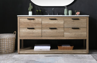 60 Inch SIngle Bathroom Vanity In Natural Oak
