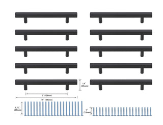 Dior 5" Center to Center Matte Black Bar Pull Multipack (set of 10)