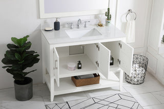 42 inch Single Bathroom Vanity in White with Backsplash