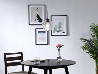 Gene 1 light Black and Clear glass pendant