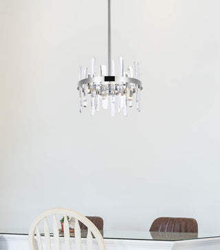 Serena 16 inch crystal round pendant in chrome