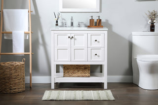 32 inch Single bathroom vanity in white