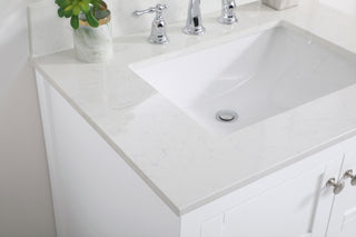 30 inch Single Bathroom Vanity in White with Backsplash