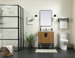 30 inch Single bathroom vanity in walnut brown
