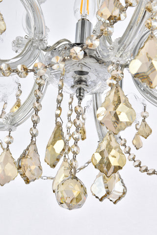 Maria Theresa 6 light Chrome Pendant Golden Teak (Smoky) Royal Cut Crystal